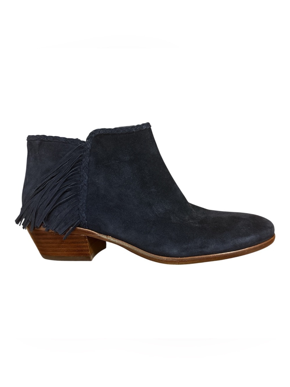 Sam Edelman Navy Suede Fringe Ankle Bootie